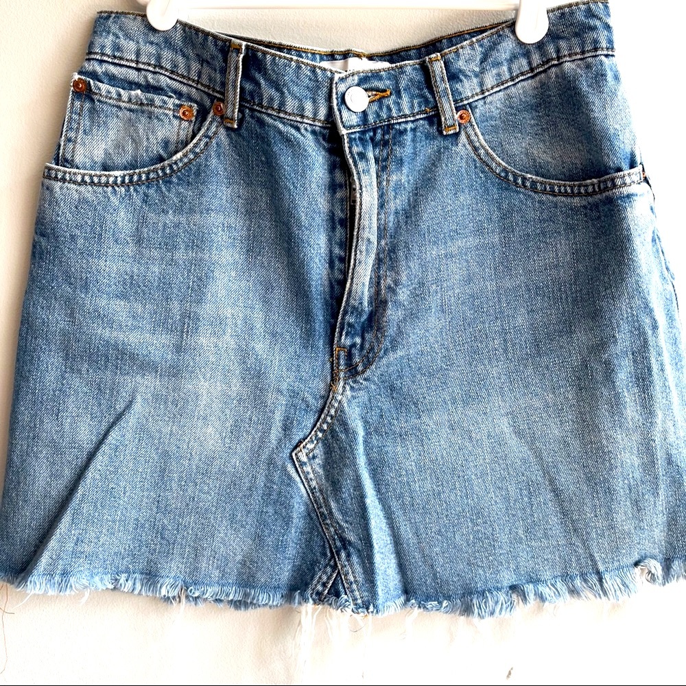 High low denim skirt